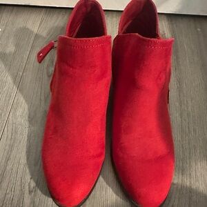 Red Suede Ankle Boots - Women’s 8 -